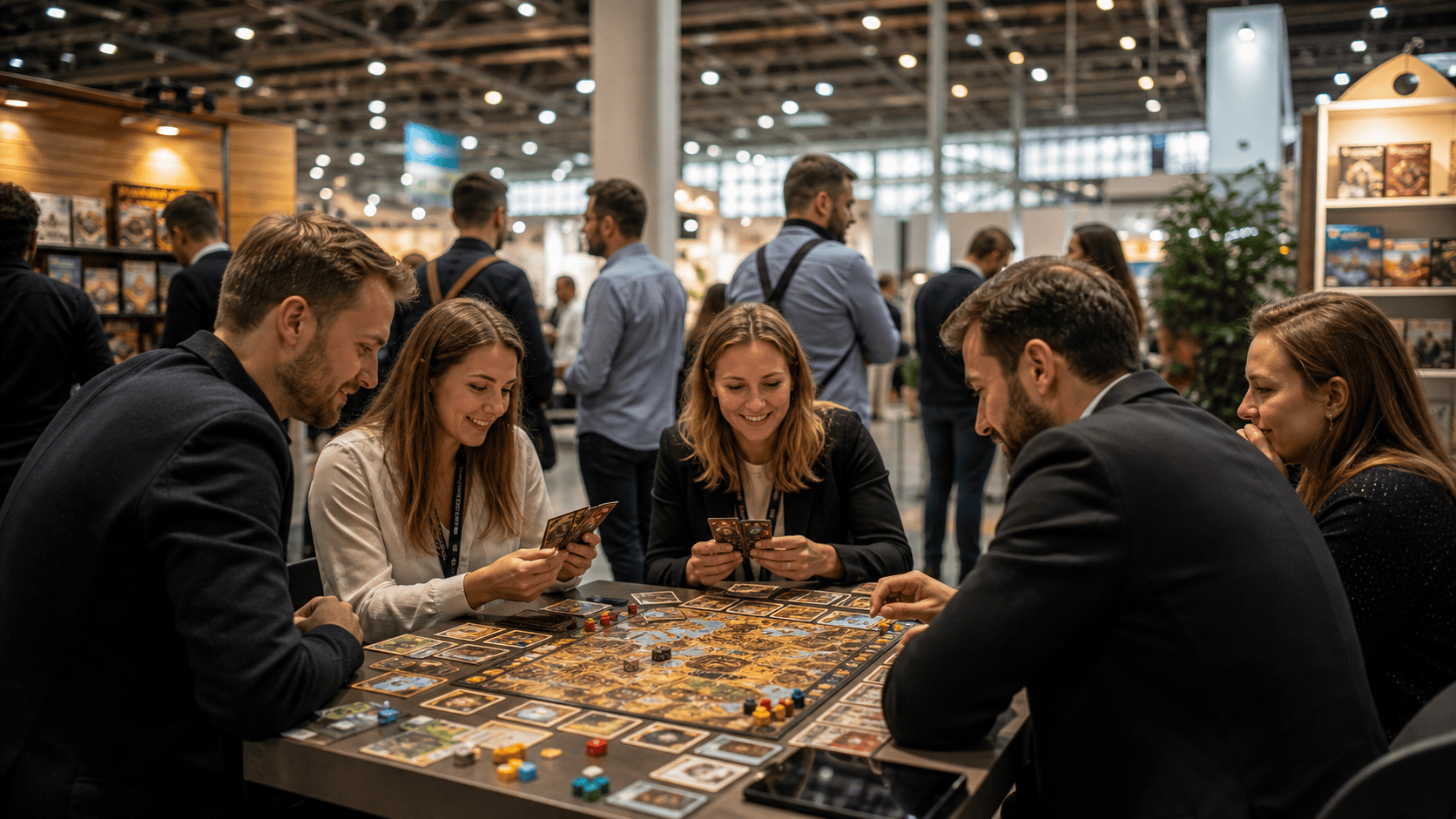 Visualisierte Brettspiel-Messeszene zur SPIEL Essen 2026 in Essen