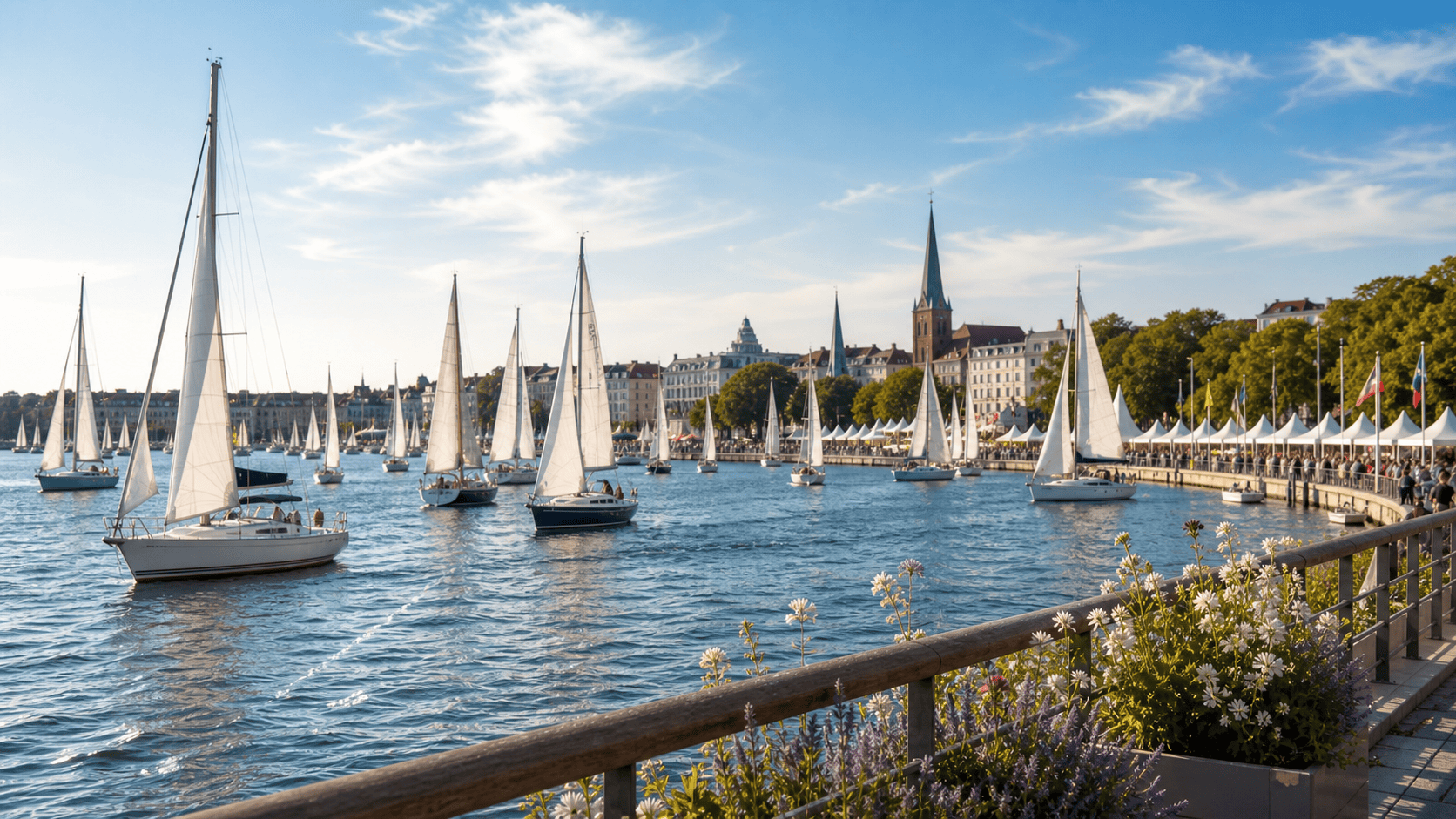 Segelboote auf der Kieler Förde während der Kieler Woche