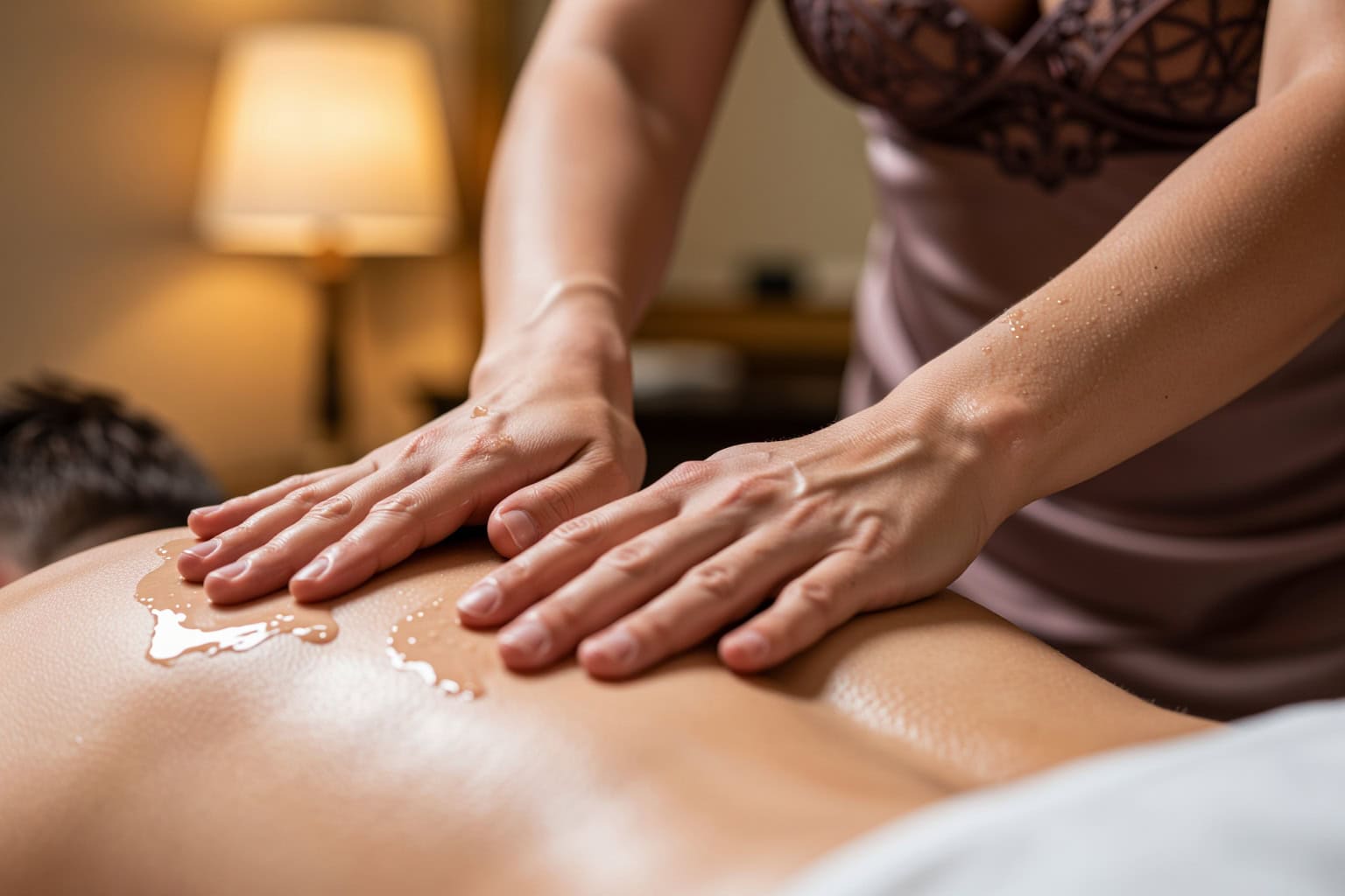 Sinnliche erotische Massage mit warmem Öl