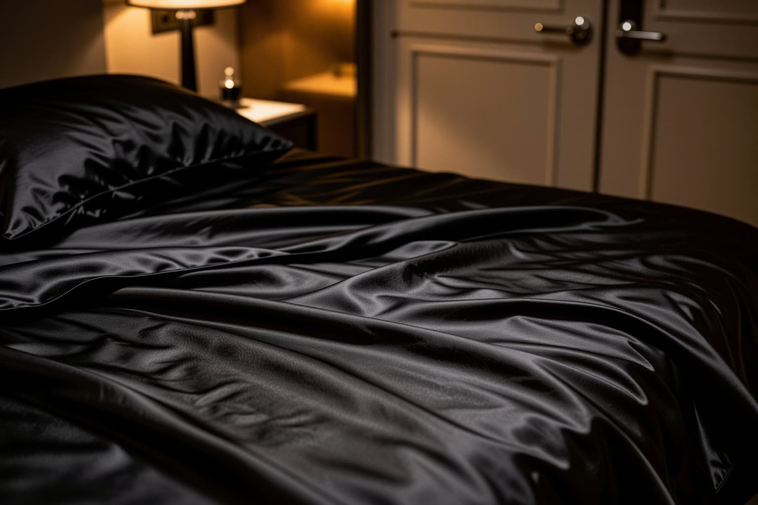 Dunkles Hotelbett als dezentes Caviar Fantasie Motiv