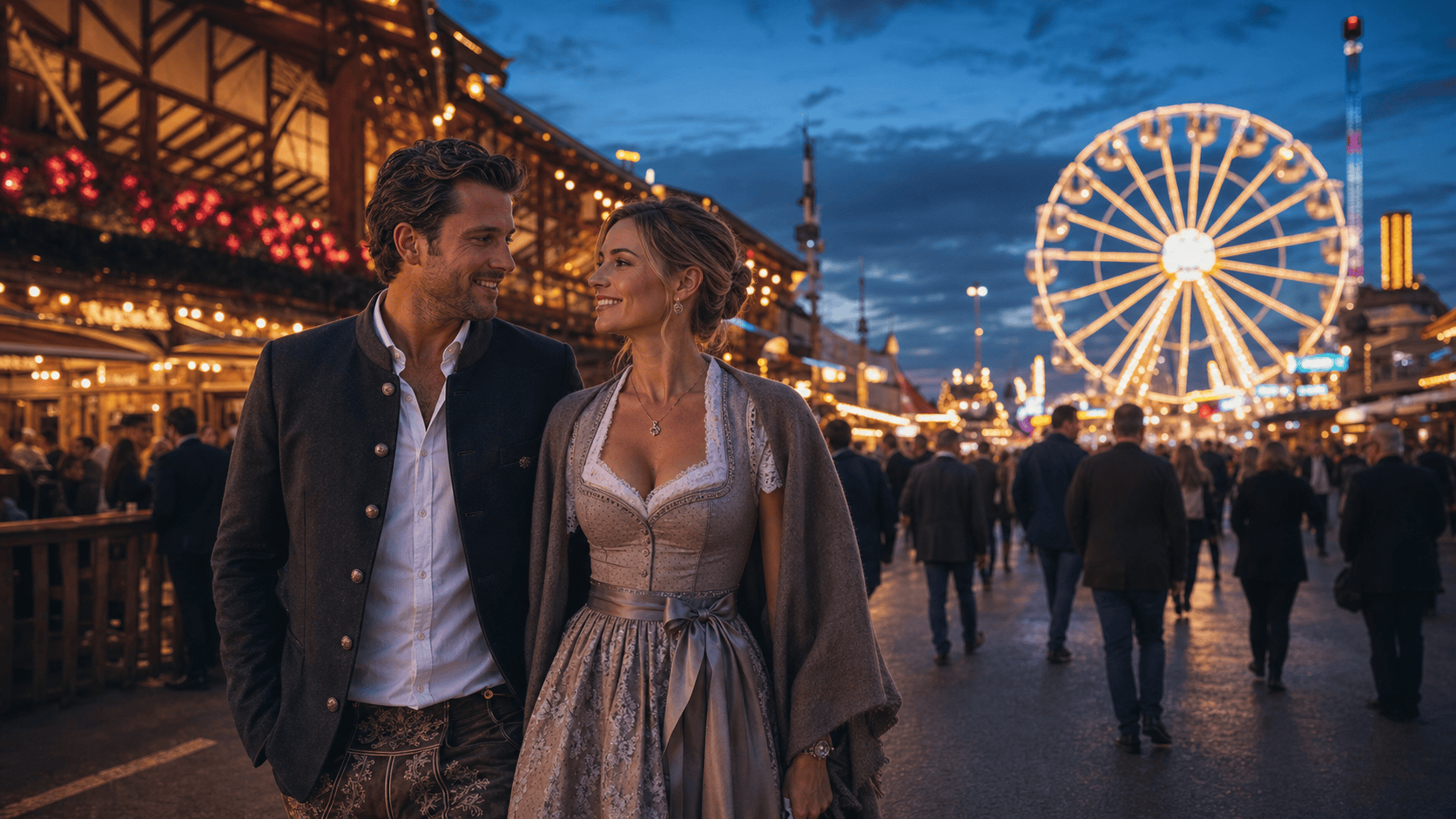 Cannstatter Volksfest 2026 auf dem Wasen in Stuttgart am Abend