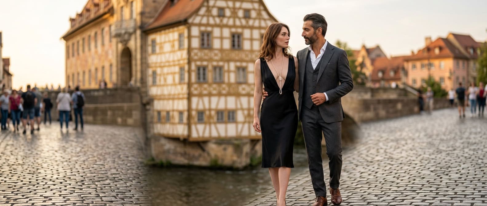 Escort Bamberg am Alten Rathaus auf der Regnitz mit Capsai Escort Begleitung