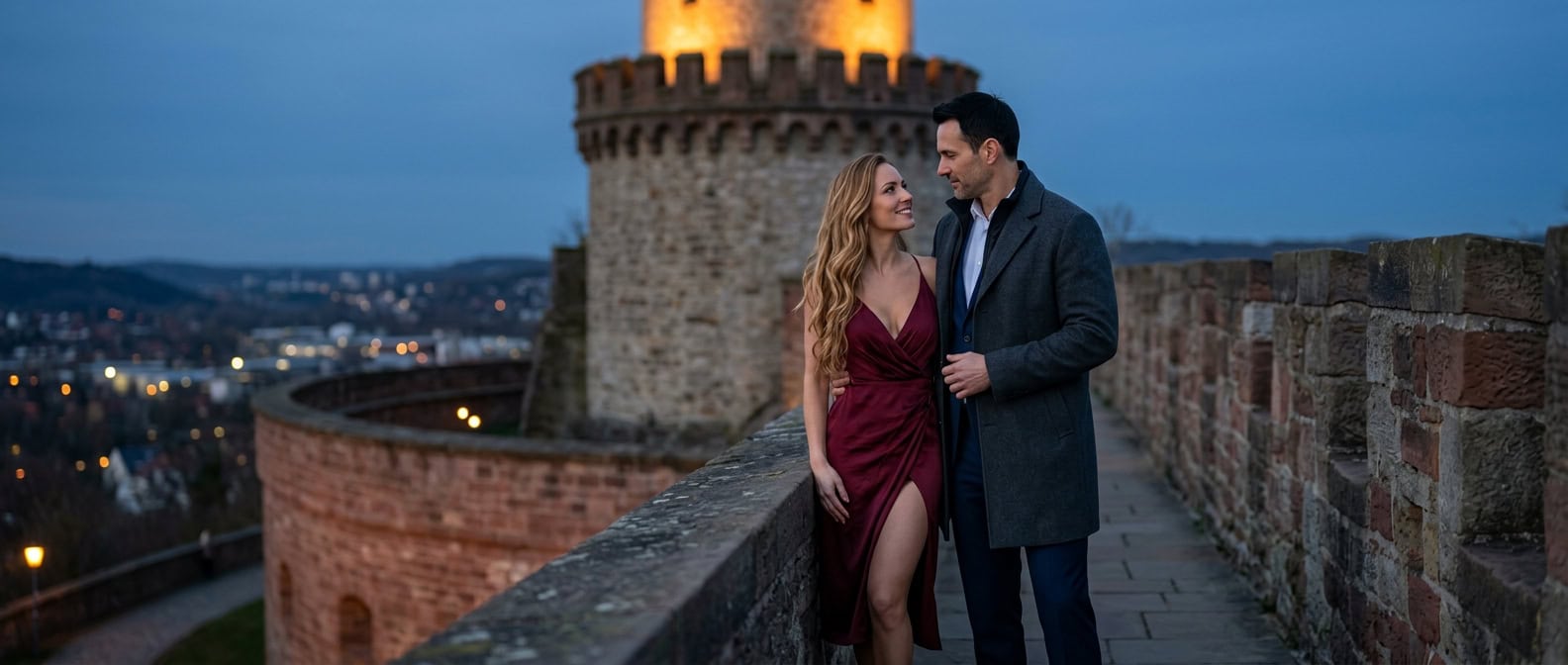 Escort Bielefeld vor der Sparrenburg mit Capsai Escort Begleitung