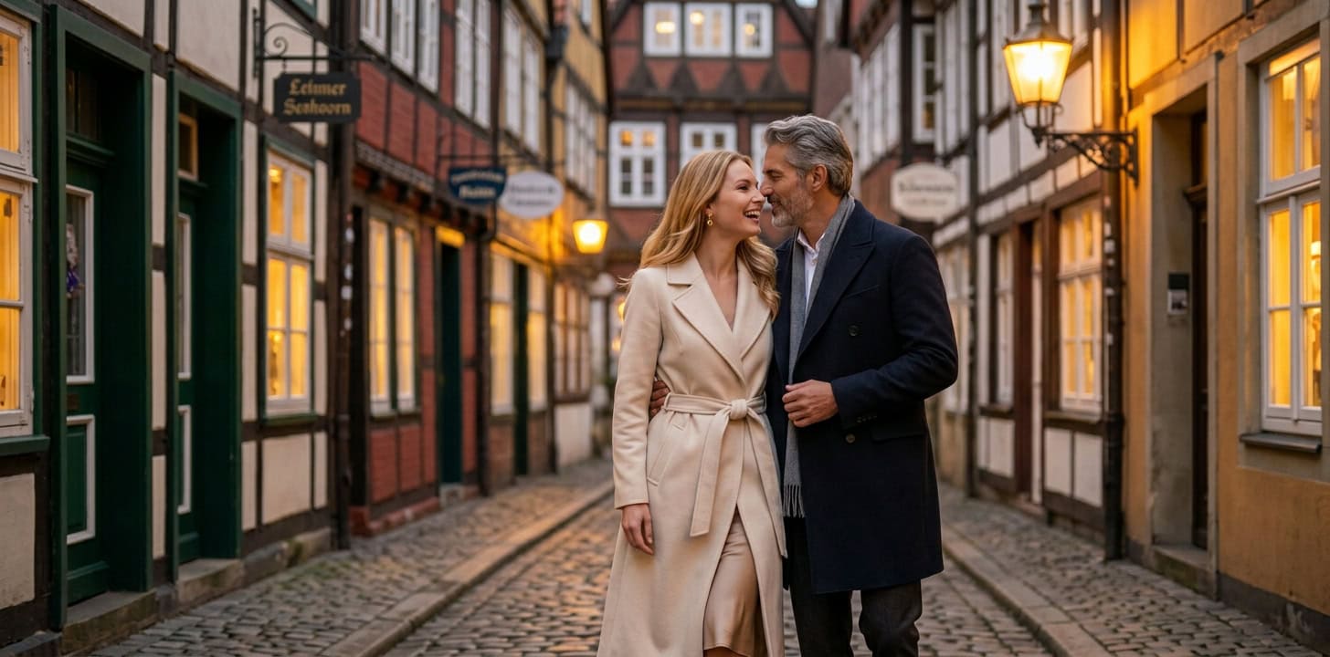 Romantischer Abendspaziergang durch das Bremer Schnoorviertel mit Capsai Escort Begleitung