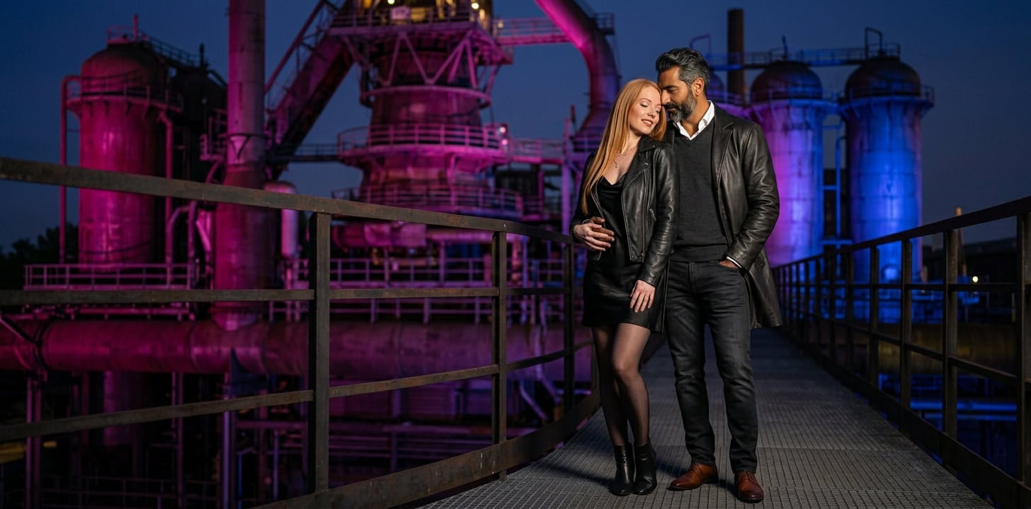 Romantischer Abendspaziergang im Landschaftspark Duisburg-Nord mit Capsai Escort Begleitung