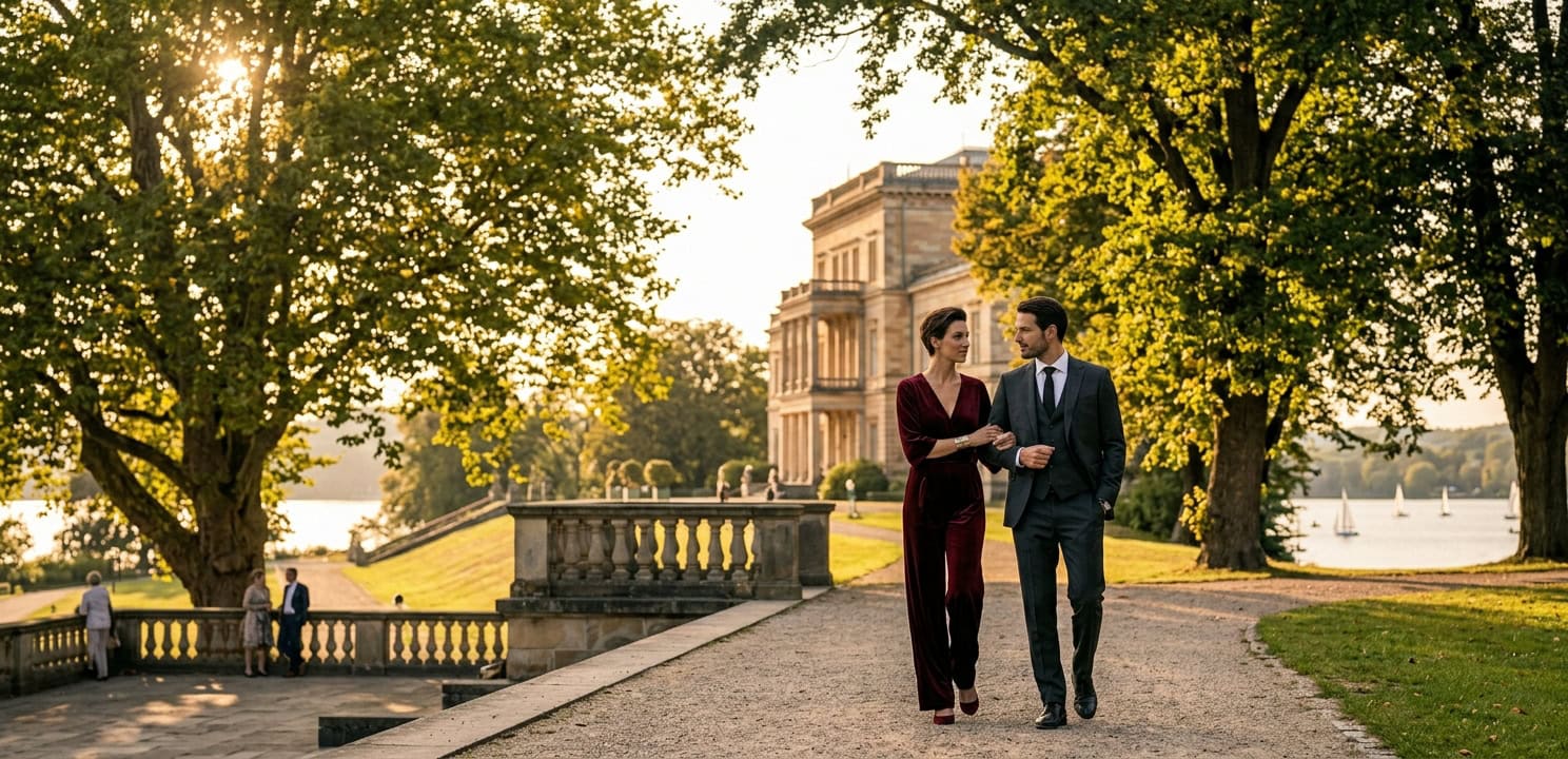 Escort Essen Spaziergang an der Villa Hügel am Baldeneysee mit Capsai Begleitung