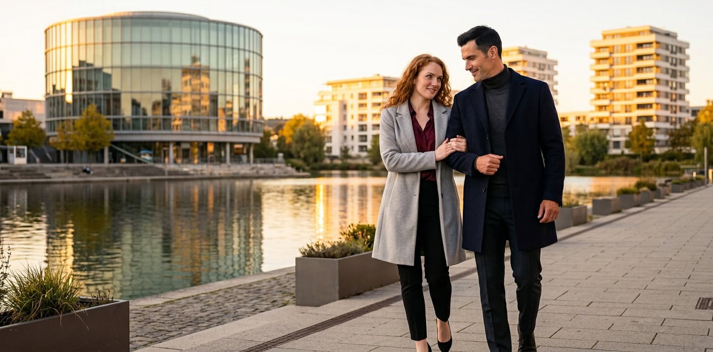 Romantischer Abendspaziergang im Neckarbogen Heilbronn mit Capsai Escort Begleitung