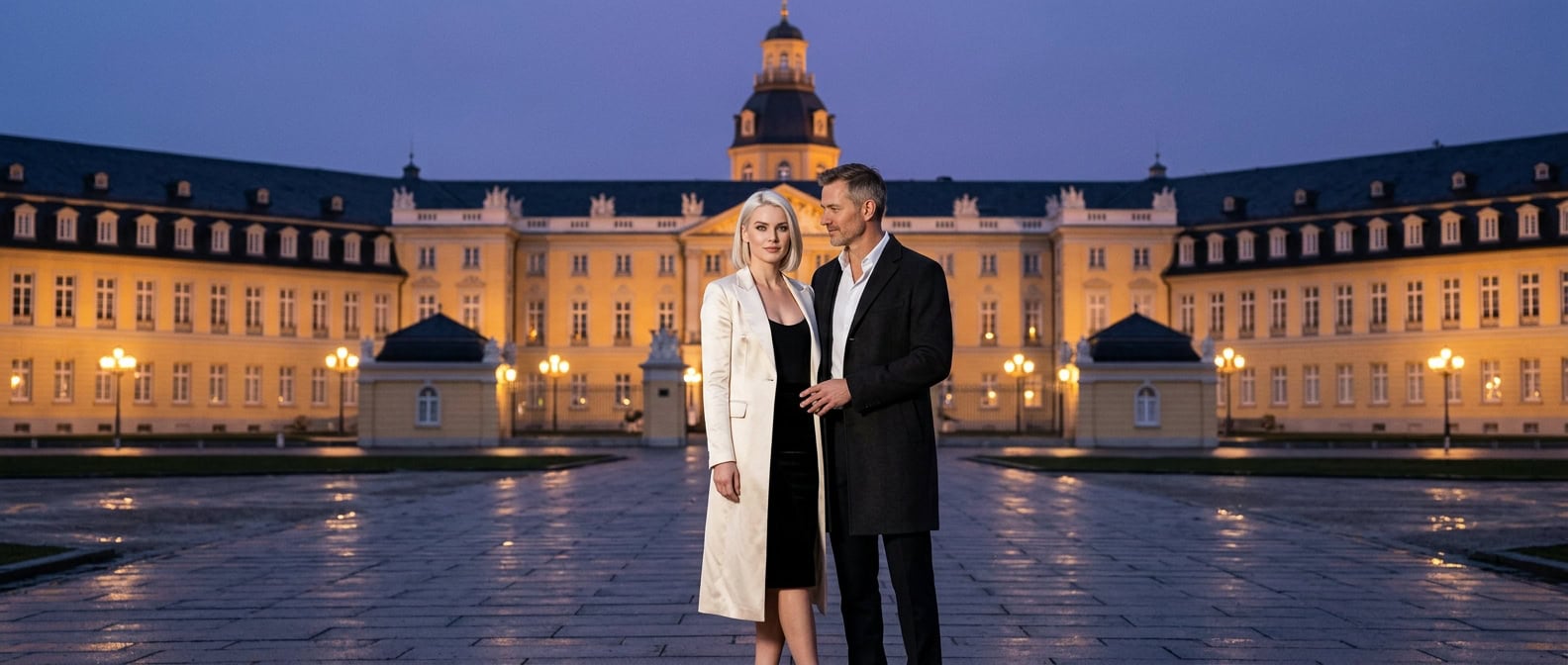 Escort Karlsruhe vor dem Schloss mit Capsai Escort Begleitung