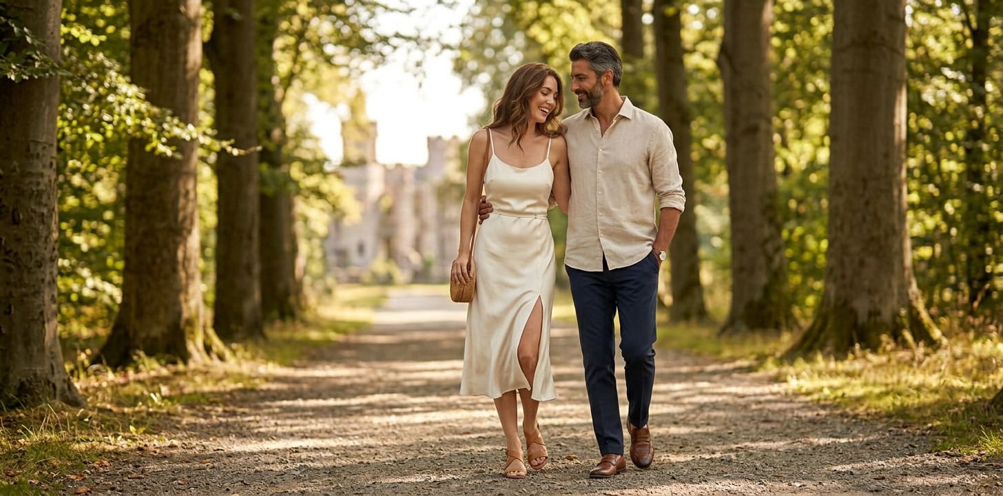 Spaziergang zu zweit im Bergpark Wilhelmshöhe Kassel mit Capsai Escort Begleitung