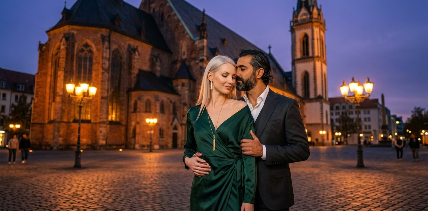 Abendspaziergang an der Leipziger Thomaskirche mit Capsai Escort Begleitung