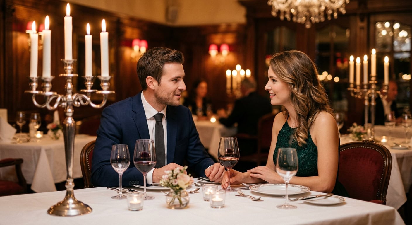 Escort Münster romantisches Dinner im Restaurant mit Capsai Begleitung