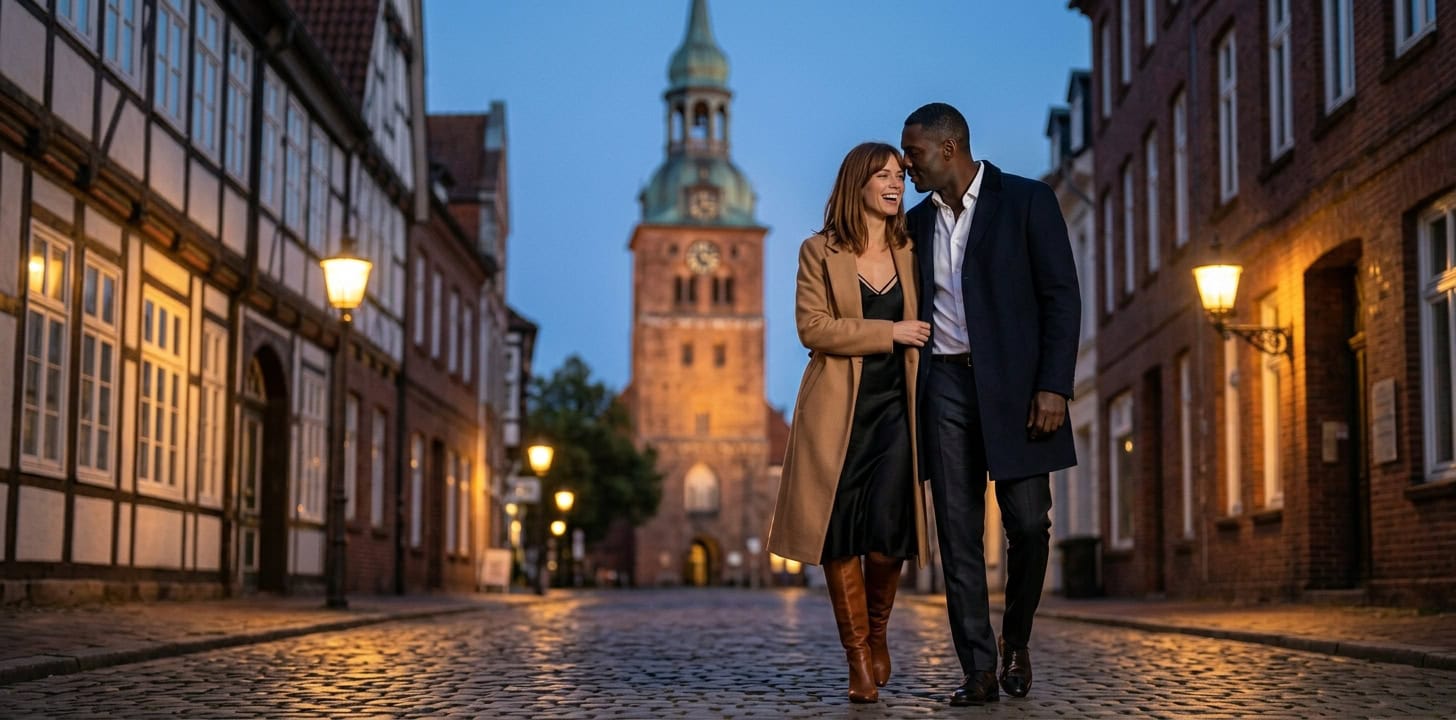 Romantischer Abendspaziergang in der Oldenburger Altstadt am Lappan mit Capsai Escort Begleitung